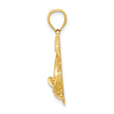 14K Gold Men's Shark Pendant, Solid Casted, Yellow Finish